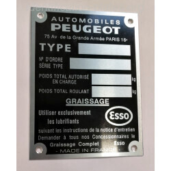 Plaque constructeur Peugeot