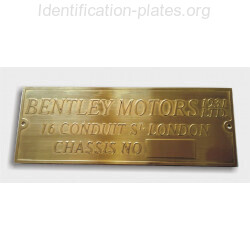 Bentley Id plate