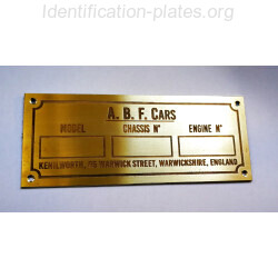 Plaque constructeur ABF Cars
