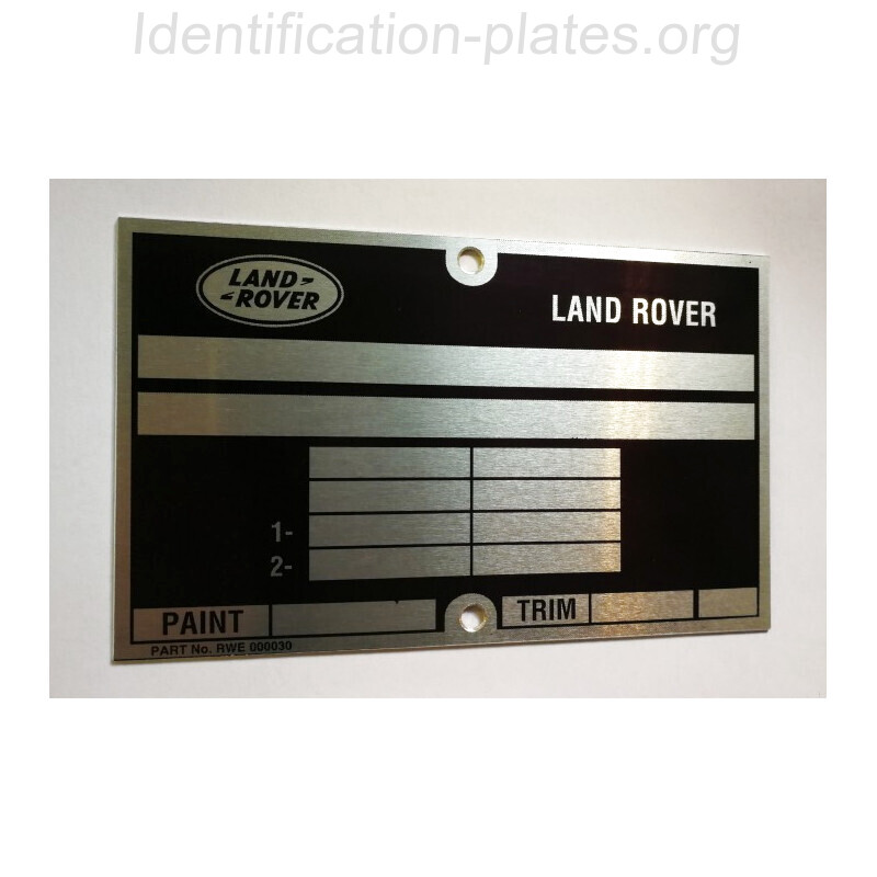 Land Rover vin plate