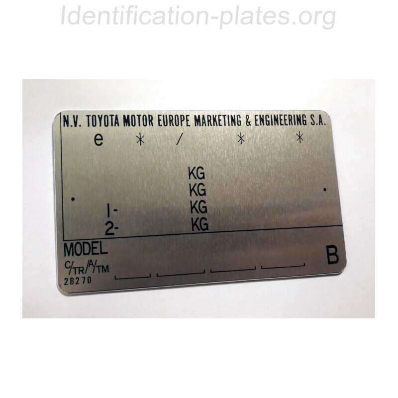 Plaque constructeur Toyota