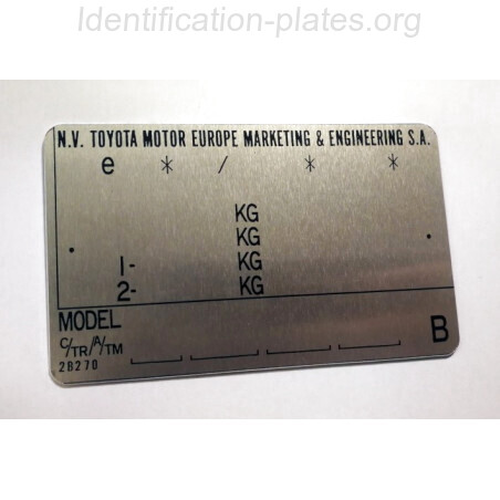 Plaque constructeur Toyota