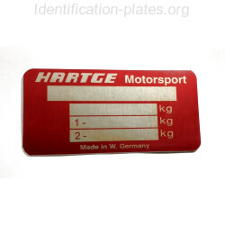 Hartge Id plate