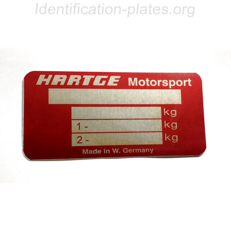Hartge Id plate
