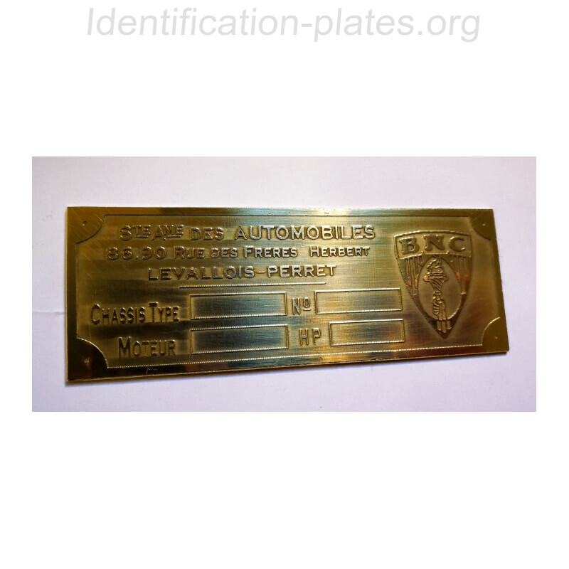 Plaque constructeur BNC