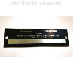 Plaque constructeur General Motors Afrique du Sud