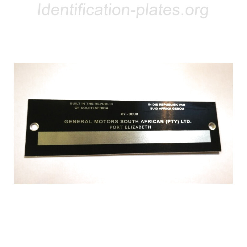 Plaque constructeur General Motors Afrique du Sud