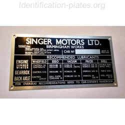 Singer Motors LTD body tag