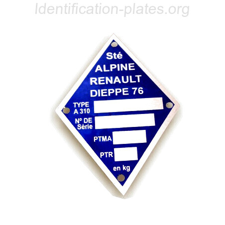 Renault Alpine A310 identification plate