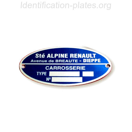 Renault Alpine body plate