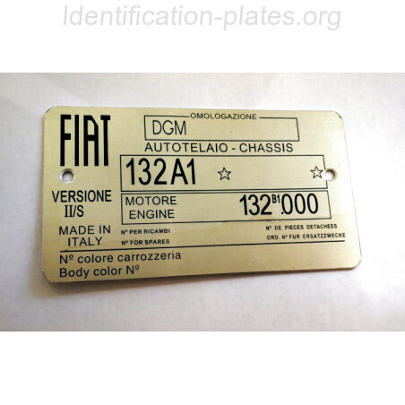 Plaque constructeur Fiat