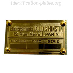 Hinstin Jacques Id plate