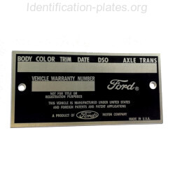 Ford vin plate