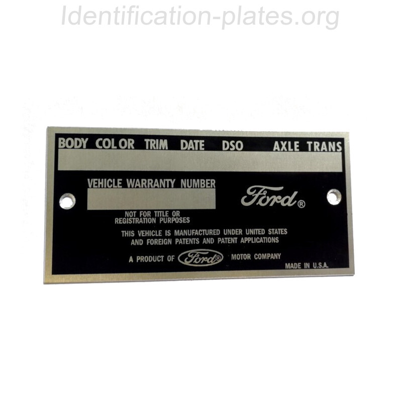 Ford vin plate