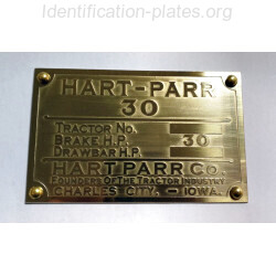 Plaque constructeur Hart-Parr