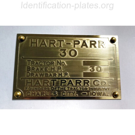 Plaque constructeur Hart-Parr