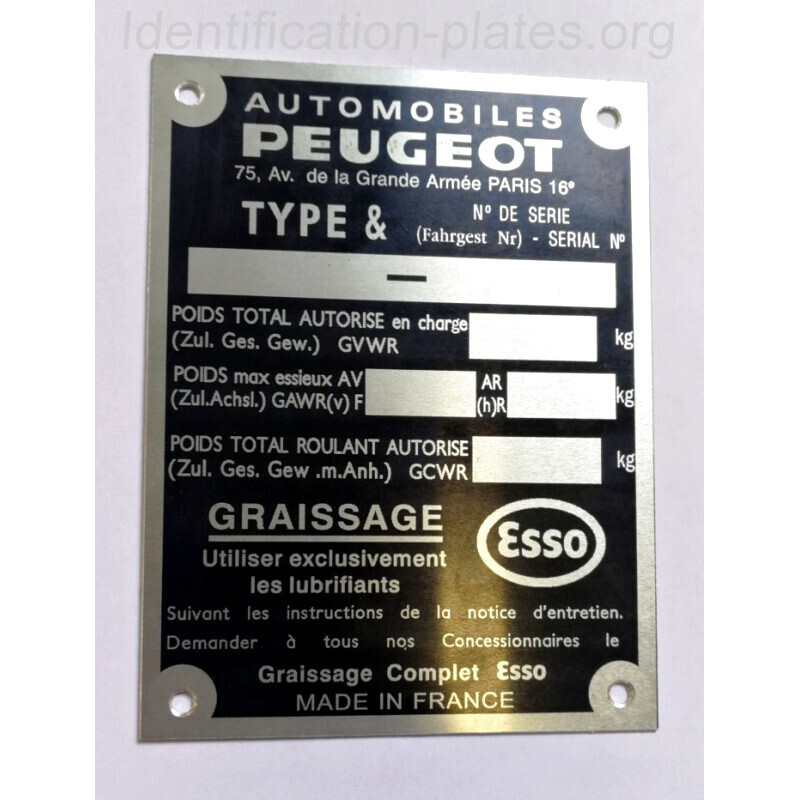 Plaque constructeur Peugeot 504