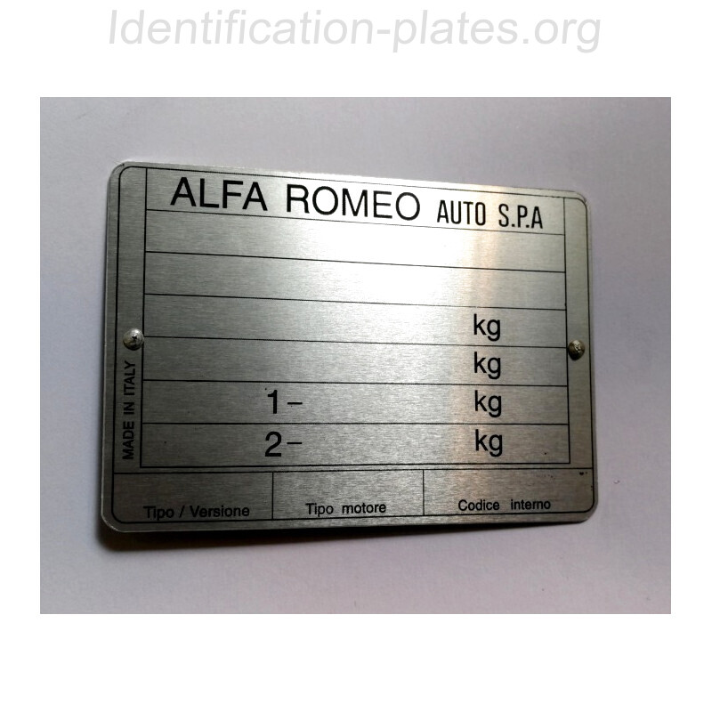 Plaque constructeur Alfa Romeo Auto SPA