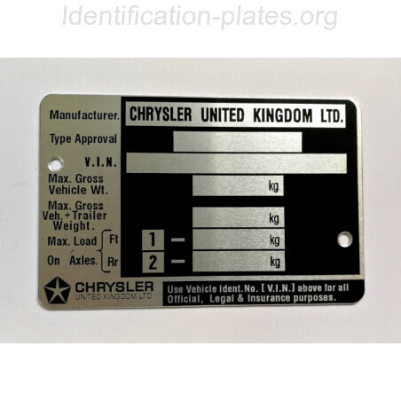 Chrysler id plate