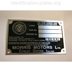 Plaque constructeur Morris