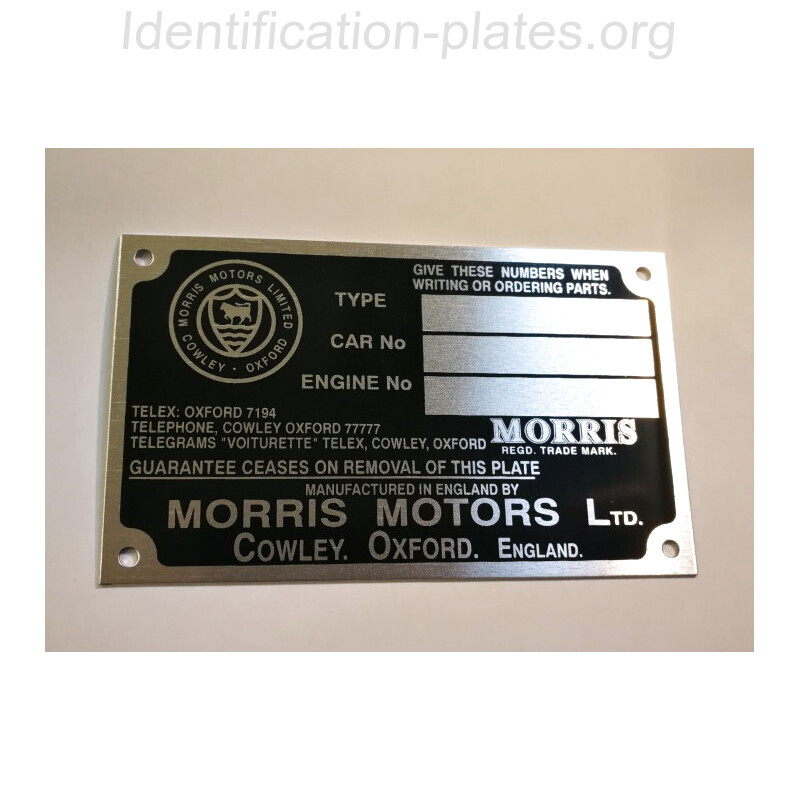 Morris Id plate