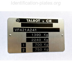 Talbot identification plate