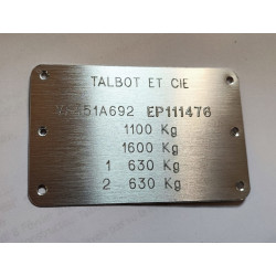 Talbot vin plate - Talbot id plate