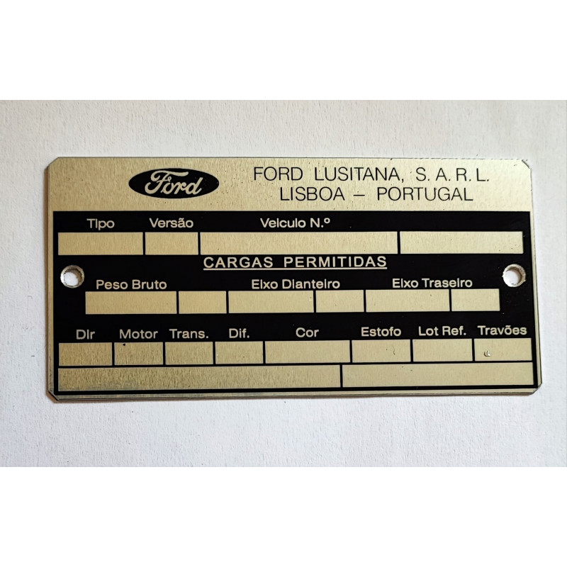 Plaque constructeur Ford - Version Portugaise