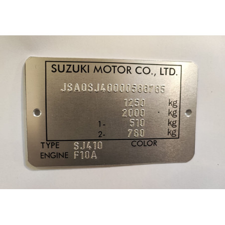 Plaque constructeur Suzuki