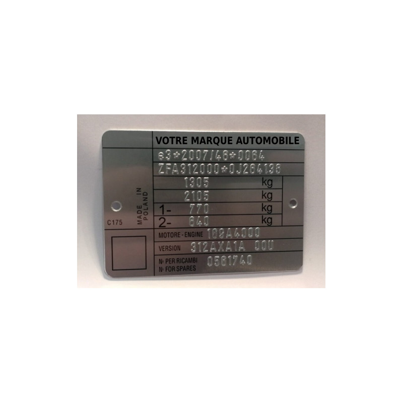 Plaque constructeur Fiat, Plaque constructeur FCA