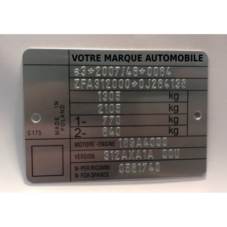 Plaque constructeur Fiat, Plaque constructeur FCA