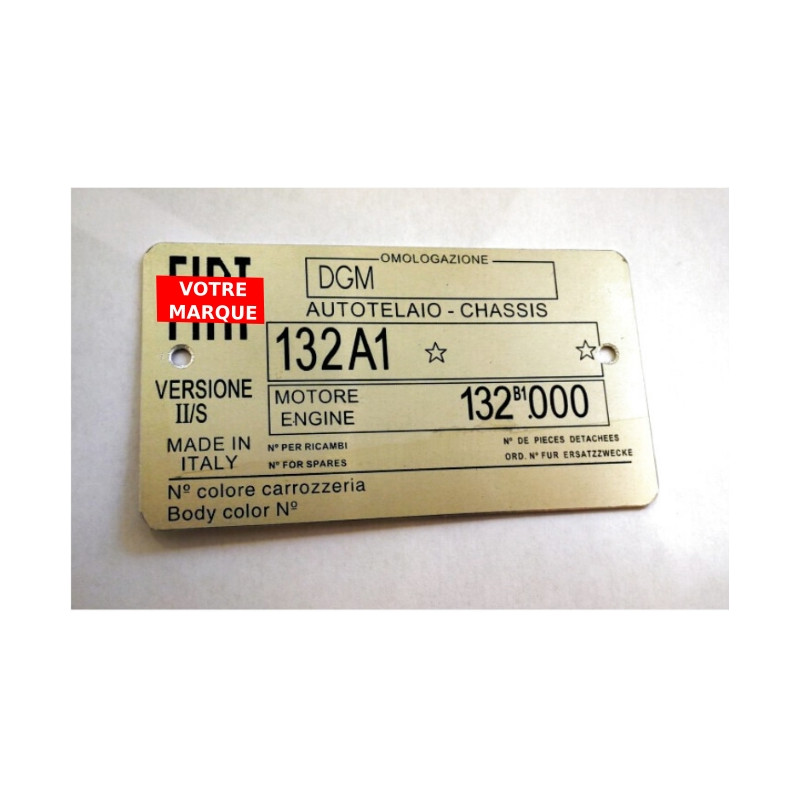 Plaque constructeur Fiat