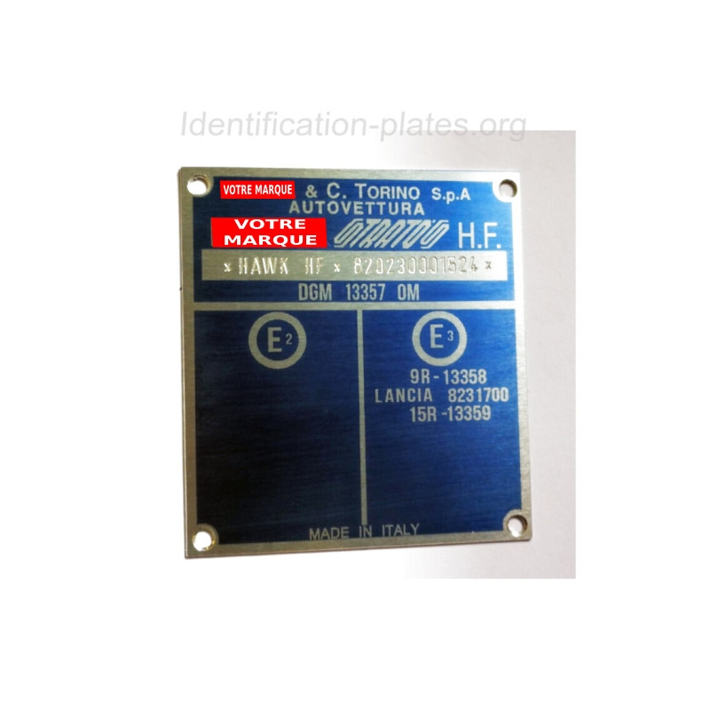 Plaque constructeur Lancia Torino