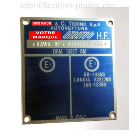 Plaque constructeur Lancia Torino