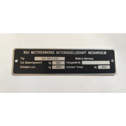 NSU id plate - NSU vin tag