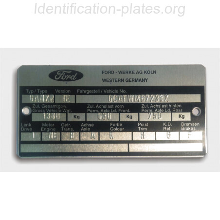 Ford Id plate
