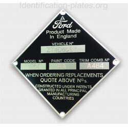Plaque constructeur Ford - England ver.
