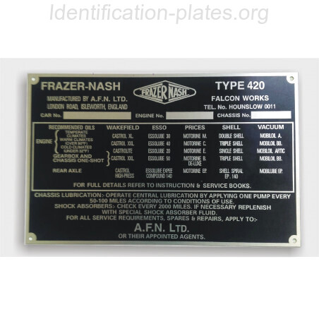 Plaque constructeur Frazer-Nash