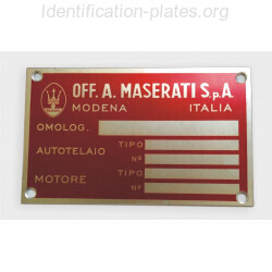 Plaque constructeur Maserati