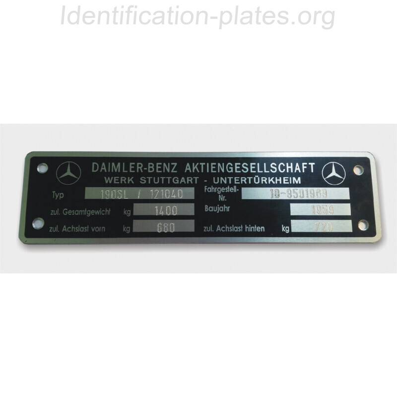 Plaque constructeur Mercedes